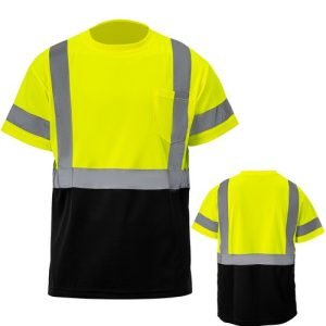 3.8 Oz. Polyester Class 3 Color Block Reflective Tape Safety T-Shirt With Pocket