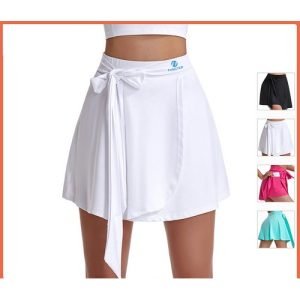 Women's Lace-up Bowknot Tennis Skirts High Waisted Golf Skorts Tummy Control Skirts Shorts Pocket