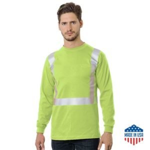 Hi Vis Class 2 Reflective Safety Long Sleeve T-Shirt Pocket