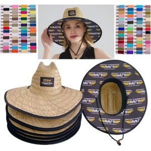 Beach Straw Hat w/Customized Patch & Under Brim - MOQ 25
