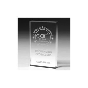 Screen Printed Scalloped Edge Rectangular Acrylic Paperweight Award (4"x 6"x 1")