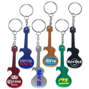 Guitar Shaped Aluminum Bottle Opener w/Key Chain
