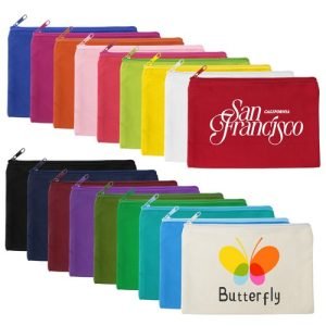 9" x 6" Solid Color Cotton Canvas Multi Purpose Organizer Zipper Pouch
