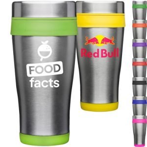 16 oz Curved Steel Acrylic Tumbler w/Slide Lock Color Accent