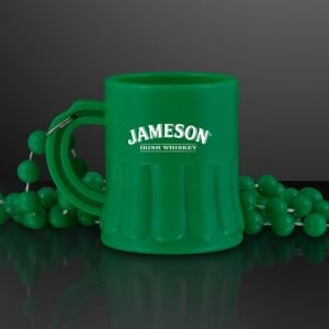 Green Mug Shot Glass on Bead Necklace (NON-Light Up) - Domestic Print