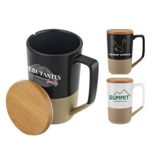 15 oz. Ceramic Coffee & Tea Mug w/ Handle & Spill-Proof Lid