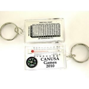 Compass & Thermometer Keychain Wind Chill Chart