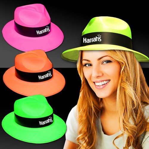 Neon Plastic Fedora Gangster Hats
