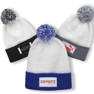 Fuji Beanie Custom Printed Two-Tone PomPom Beanie 8.25"x11.5'