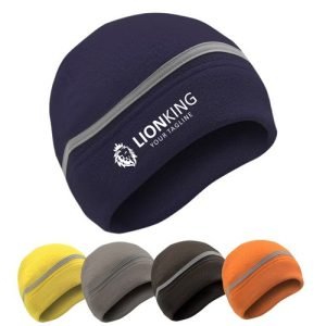 Fleece Lined Warm Beanie with Reflective Strip